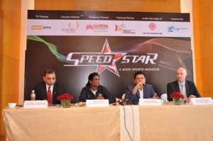 Adille Sumariwalla, President(AFI); P.T. Usha, Speedstar brand ambassador; Susir Kumar, Founder & Chairman, KOOH Sports; Patrick Kearins, Austrade