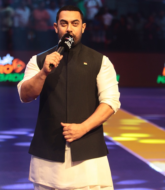 Celebrated actor Aamir Khan at the Star Sports Pro Kabaddi Season 3 Opening Day in Vizag