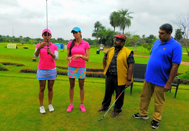 Pro golfers Sharmilla Nicollet and Ankita Tiwana