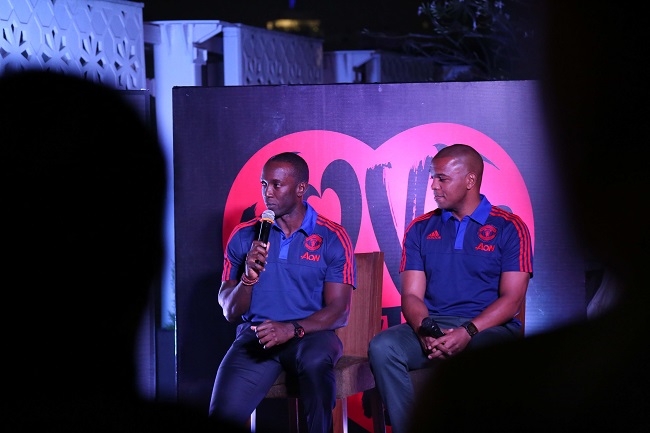 Manchester United Club Ambassador Dwight Yorke and former player Quinton Fortune