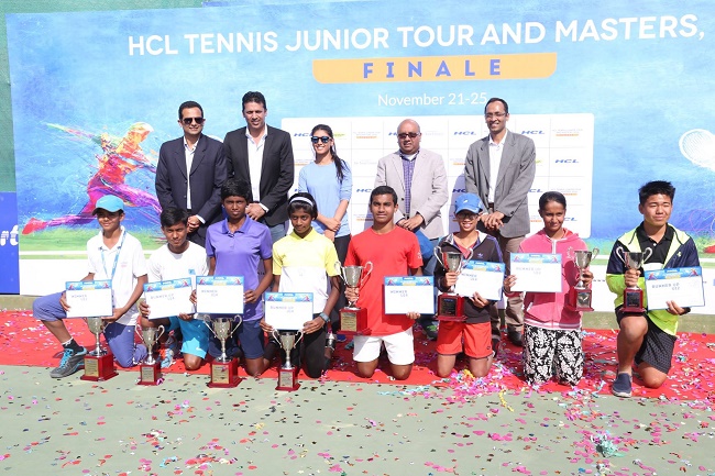 HCL Tennis Junior Tour and Masters winners got felicitated by Mahesh Bhupathi and Roshni Nadar Malhotra