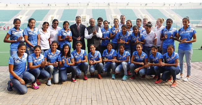 Indian Eves feliciated by Sports Ministry at Major Dhyan Chand National Stadium