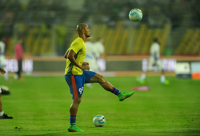 Julio Cesar da Silva E Souza of FC Goa during the warmup session during match 22 of the Indian Super League (ISL) season 3 between FC Goa and Kerala Blasters FC held at the Fatorda Stadium in Goa, India on the 24th October 2016.