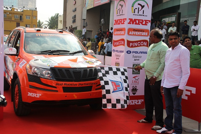 The ceremonial flag of MRF 42nd K1000 Rally in Bangalore on Saturday