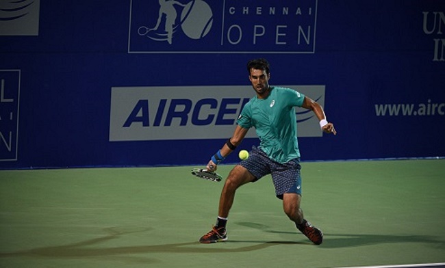 Yuki Bhambri on day 1 of the qualifiers in the 22nd Aircel Chennai Open