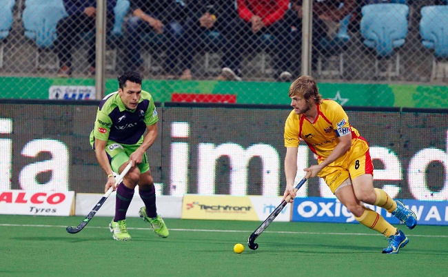 Ashley Jackson, skipper of Ranchi Rays in action