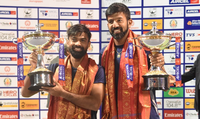 Rohan Bopanna-Jeevan Nedunchezhiyan won the doubles title in the 2017 Aircel Chennai Open today