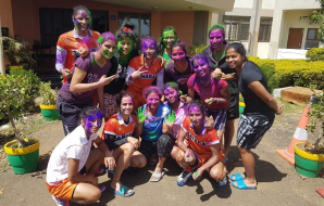 Indian Women’s Hockey team enjoy a splash of colours
