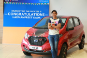 Harmanpreet Kaur presented with a Datsun redi-GO  for cricket feats